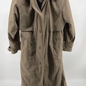 Jacqueline‎ Ferrar Trench Coat Womens 10 Beige Belted Long Classic Vintage
